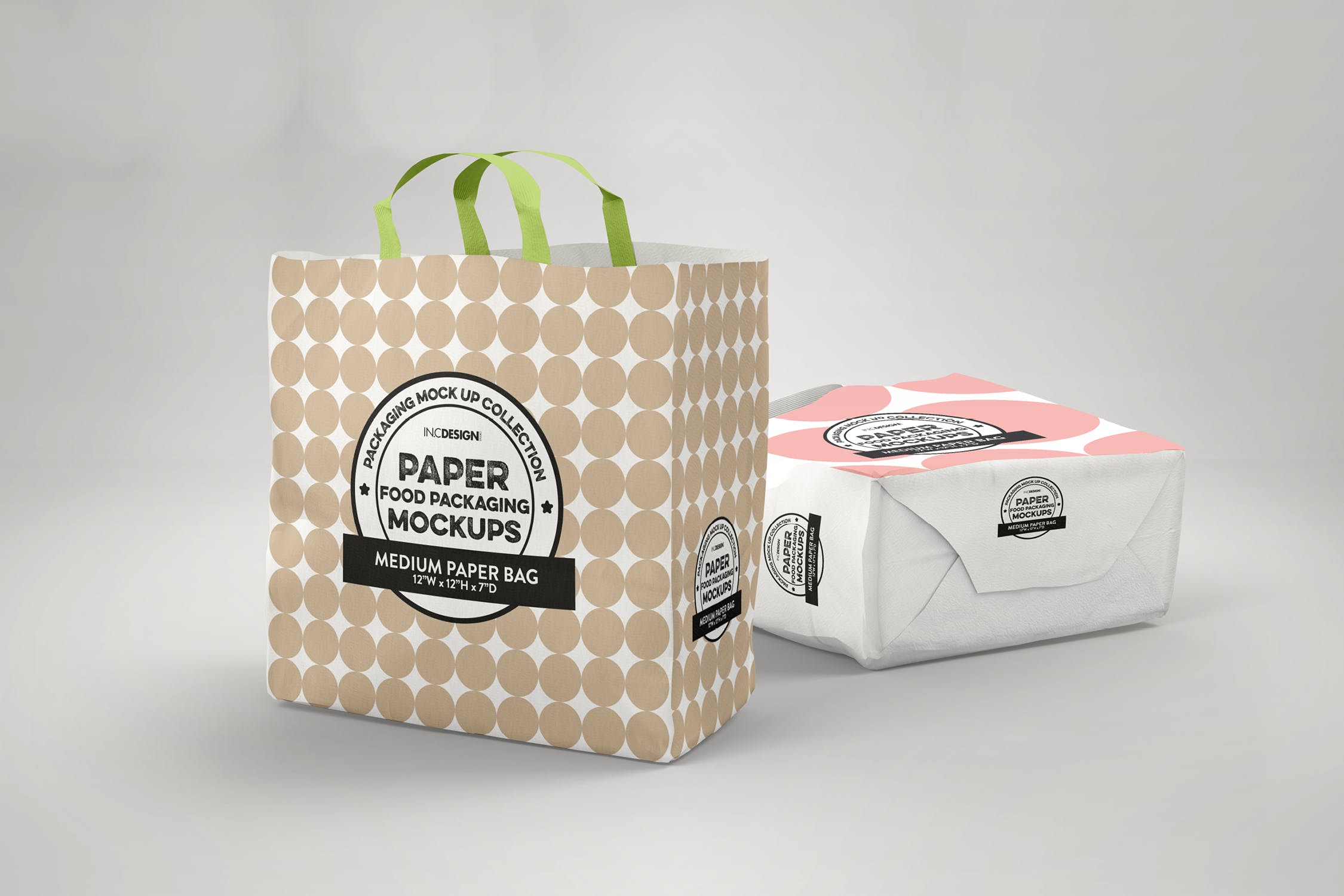 中型纸袋包装设计效果图第一素材精选 Medium Paper Bags Packaging Mockup插图(1)