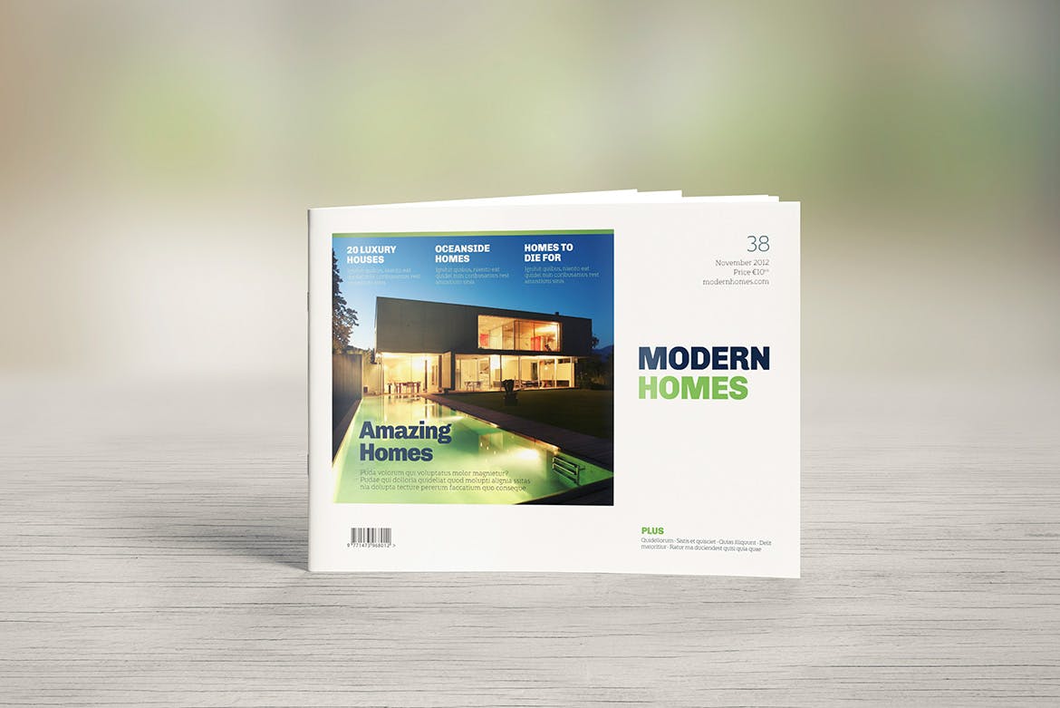 横版设计风格企业宣传册/企业画册内页版式设计样机第一素材精选 Landscape Brochure Mockup插图(2)