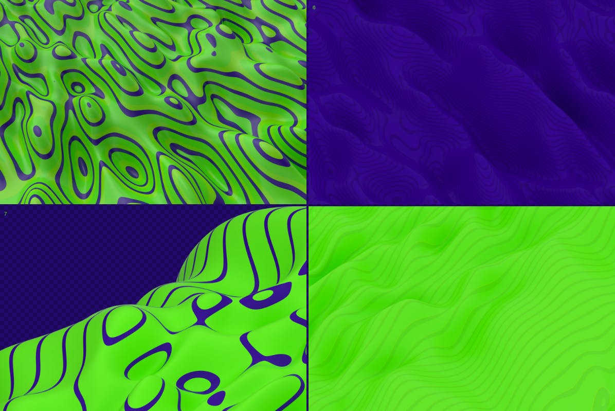 抽象蓝绿色3D波浪线背景图素材 Abstract  3D Wavy Lines Background -Green and Blue插图(7)
