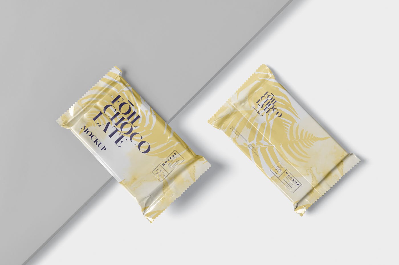 巧克力超薄铝箔纸包装设计效果图大洋岛精选 Foil Chocolate Packaging Mockup – Slim Size插图2