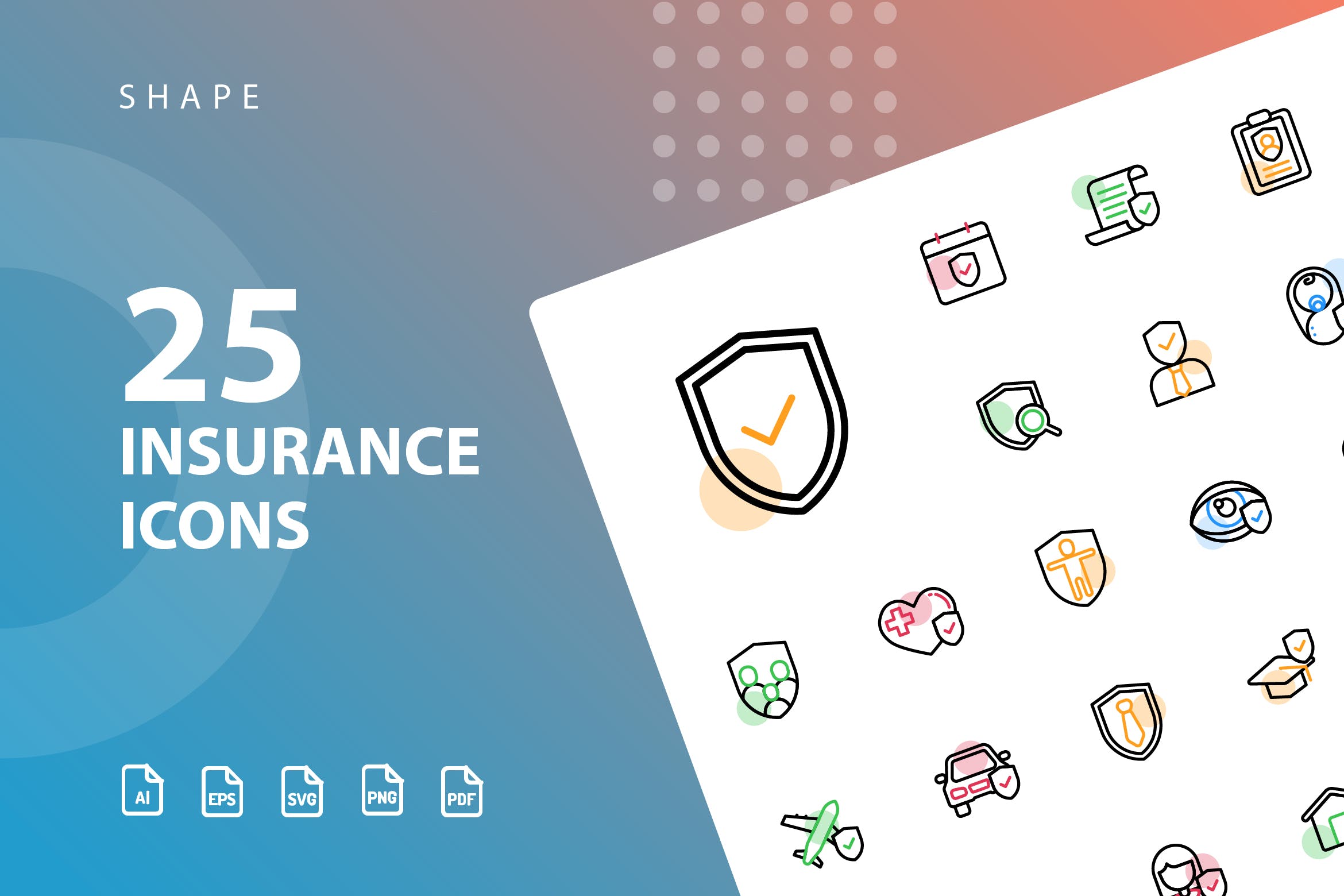 25枚保险行业阴影第一素材精选图标素材 Insurance Shape插图