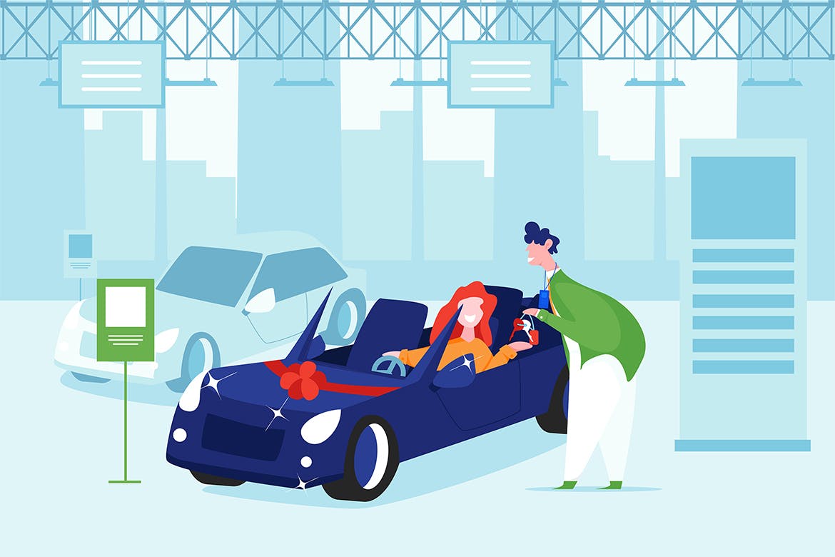 汽车经销商主题矢量插画素材包 Car Dealership Vector Illustration Pack插图3