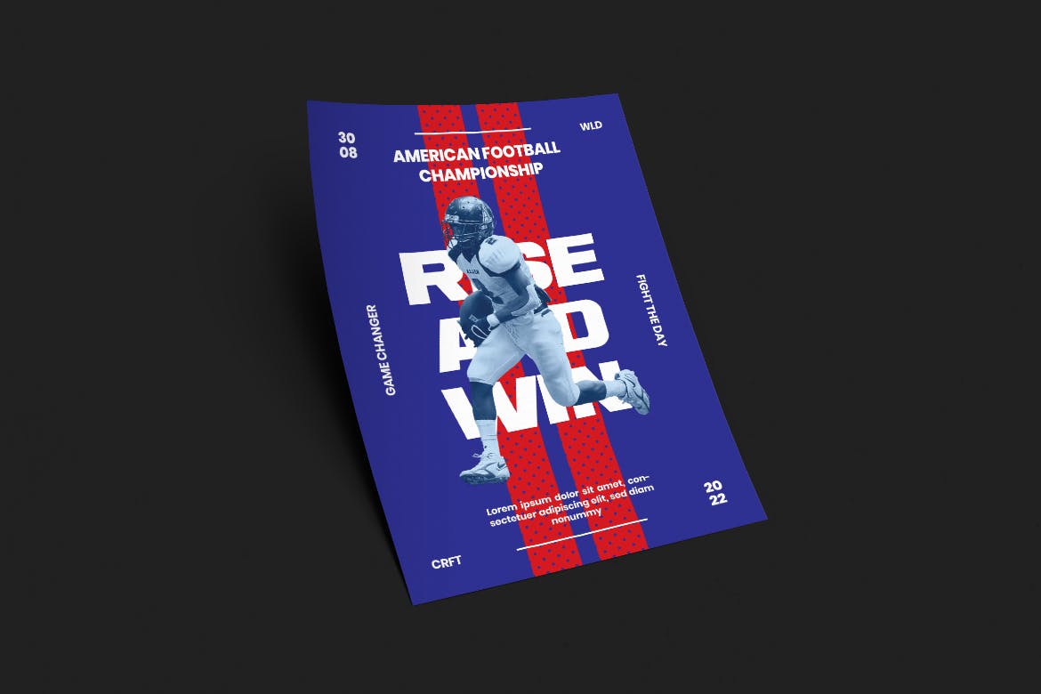 橄榄球运动海报PSD素材蚂蚁素材精选模板 Demitrius Poster Design插图(1)