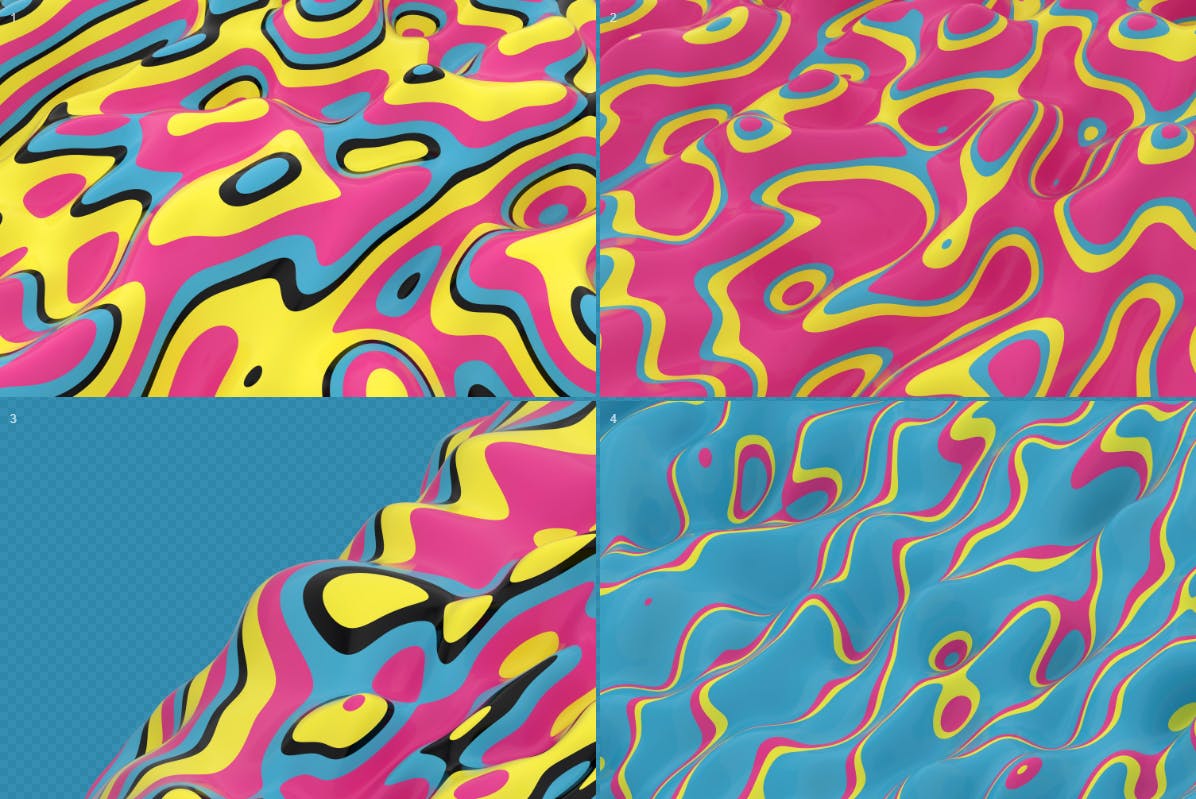 复古配色风格抽象3D波纹背景图素材 Abstract  3D Wavy Lines Background – Retro Color插图(7)