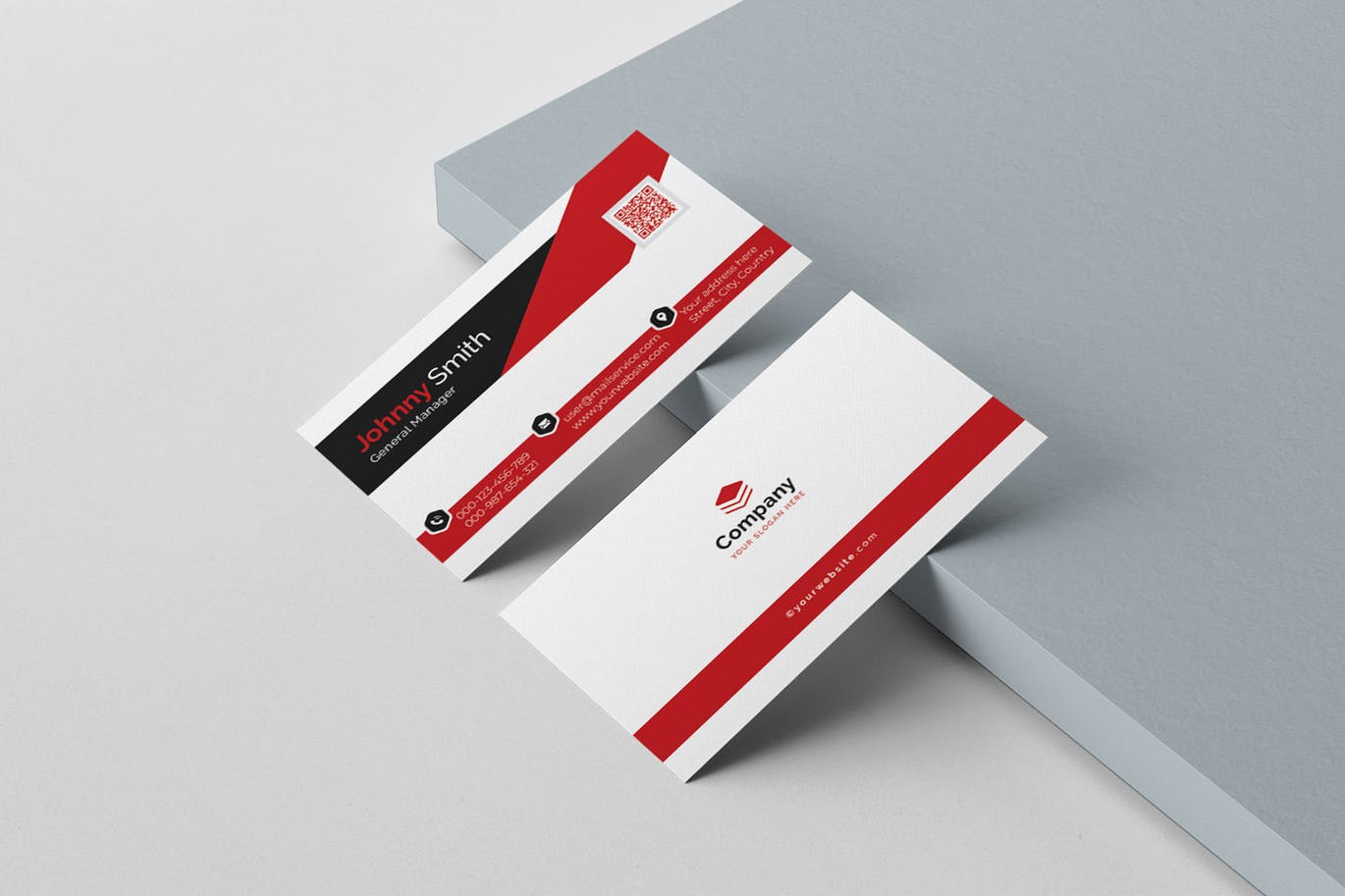 四色标准企业二维码大洋岛精选名片模板 Business Card插图1