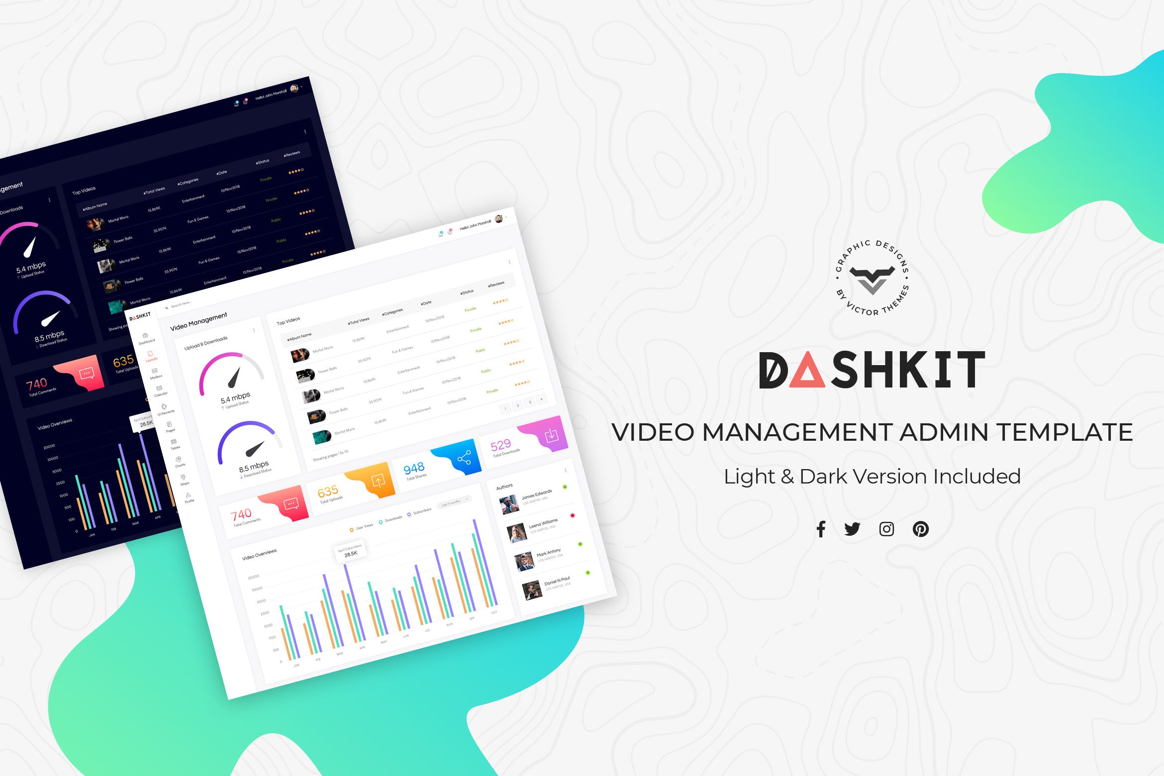 视频门户网站后台管理界面设计第一素材精选模板 Video Management Admin Dashboard UI Kit插图