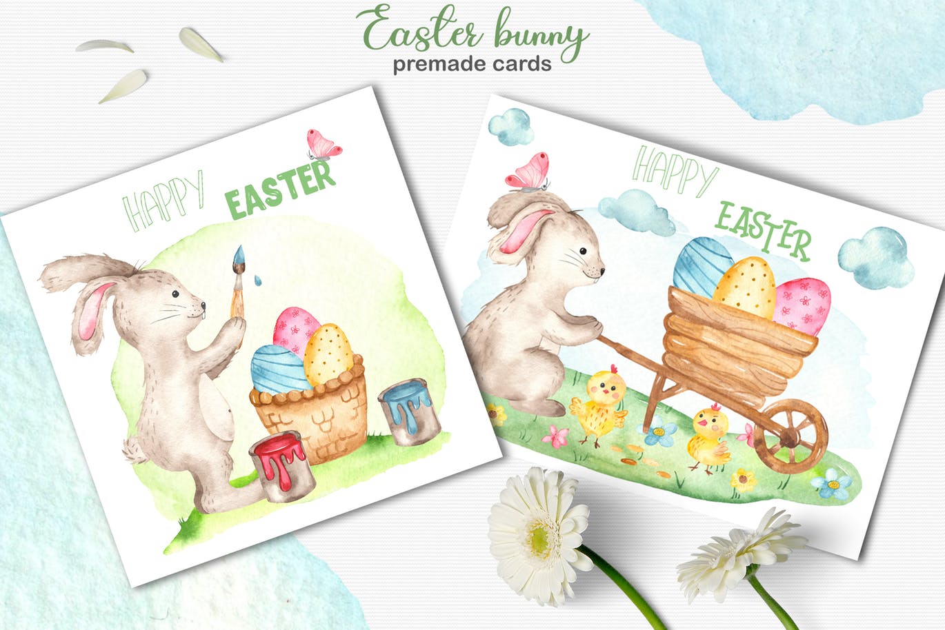 复活节兔子水彩手绘素材套装 Watercolor Easter Bunny collection插图(4)