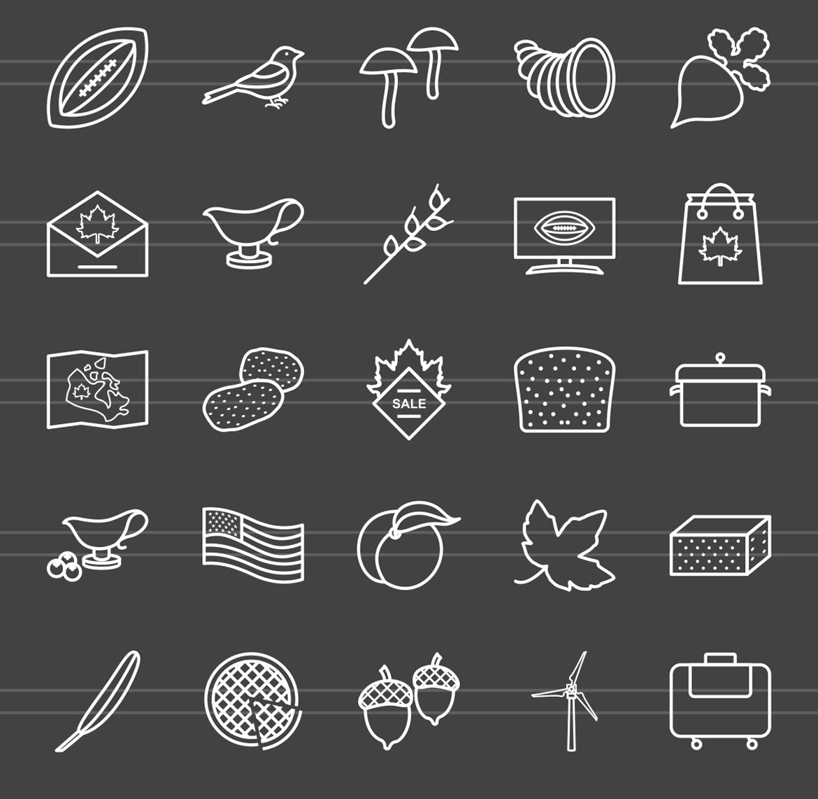 50枚感恩节主题反转色矢量线性蚂蚁素材精选图标 50 Thanksgiving Line Inverted Icons插图(2)