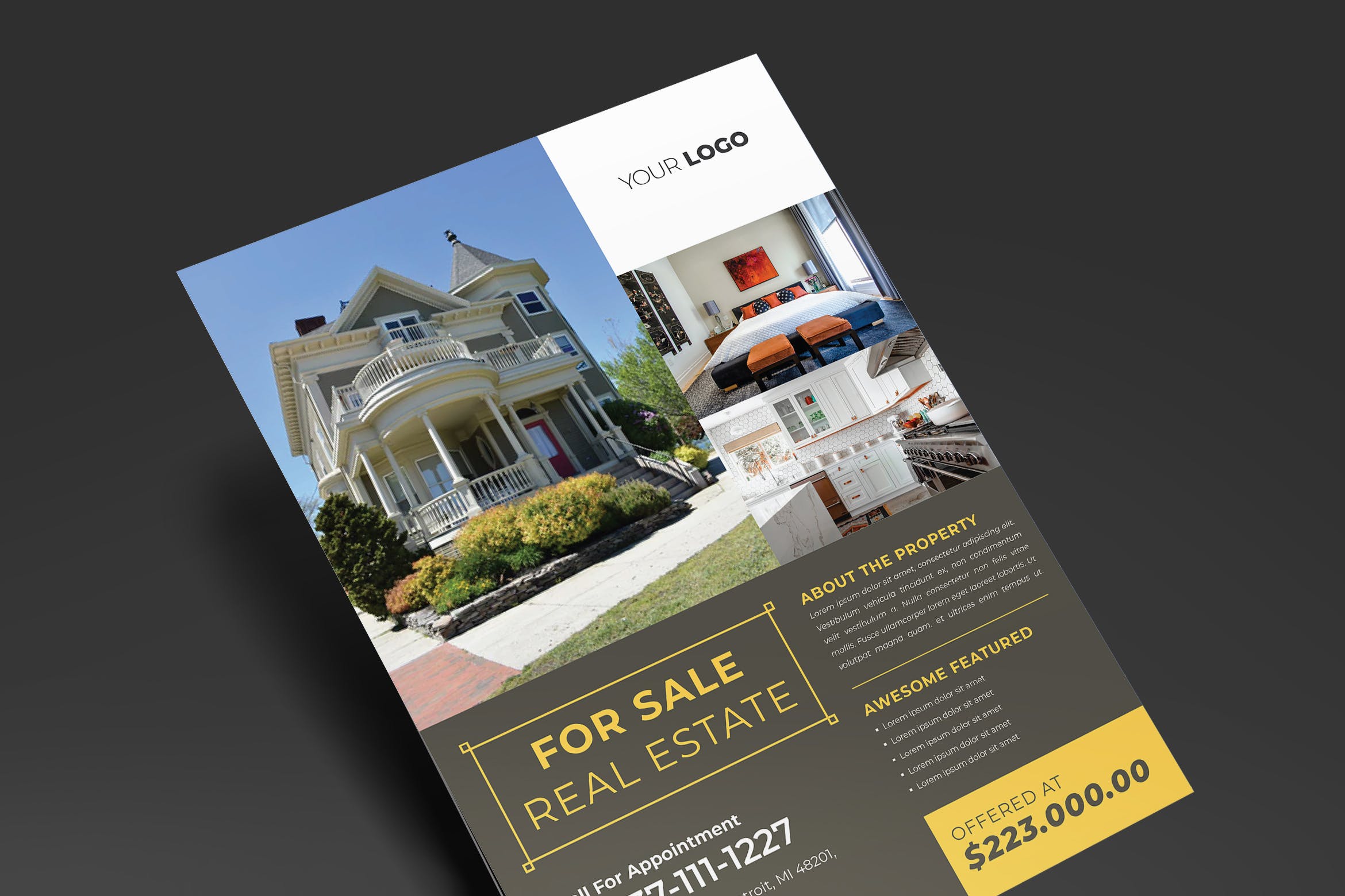 房地产中介宣传单设计模板 Elegant Real Estate Flyer插图