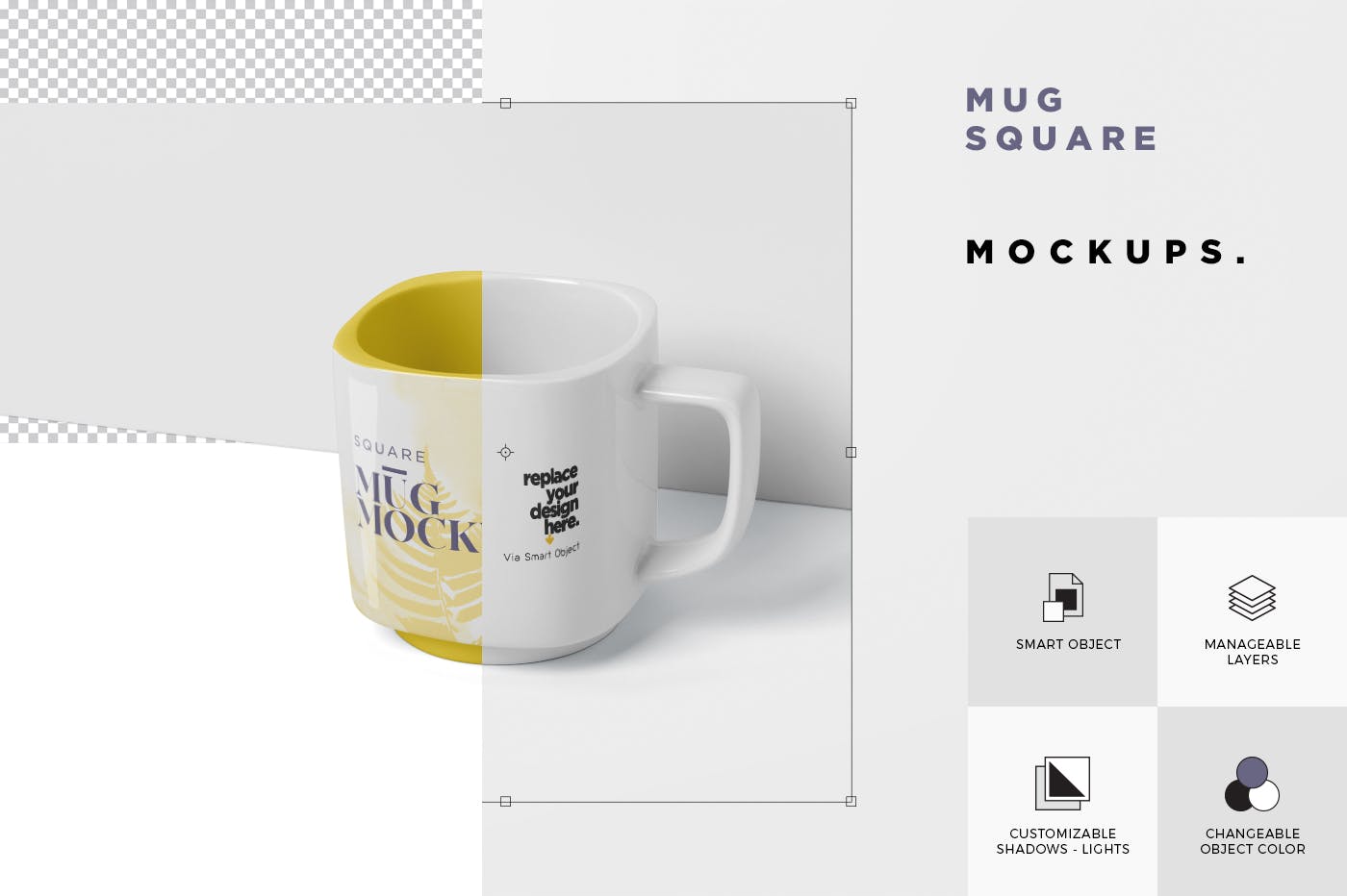 方形马克杯图案设计蚂蚁素材精选模板 Mug Mockup – Square Shaped插图(5)