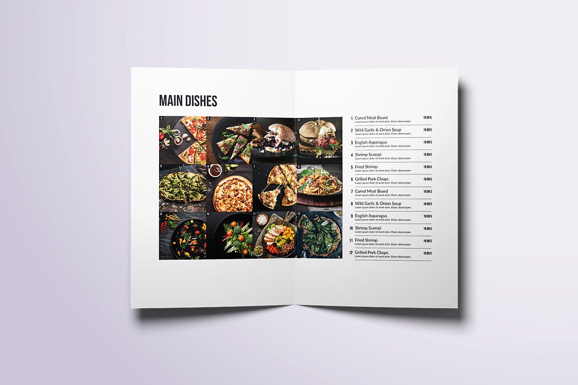 现代极简设计风格折页披萨第一素材精选菜单模板 Minimal Modern Bifold A4 & US Letter Food Menu插图(3)