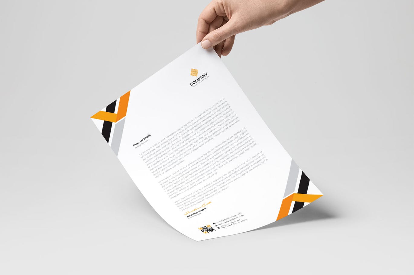 三色搭配企业信纸排版设计模板 Letterhead插图(3)