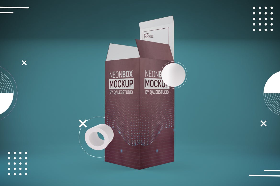 产品包装盒外观设计多角度演示蚂蚁素材精选模板 Abstract Rectangle Box Mockup插图(3)