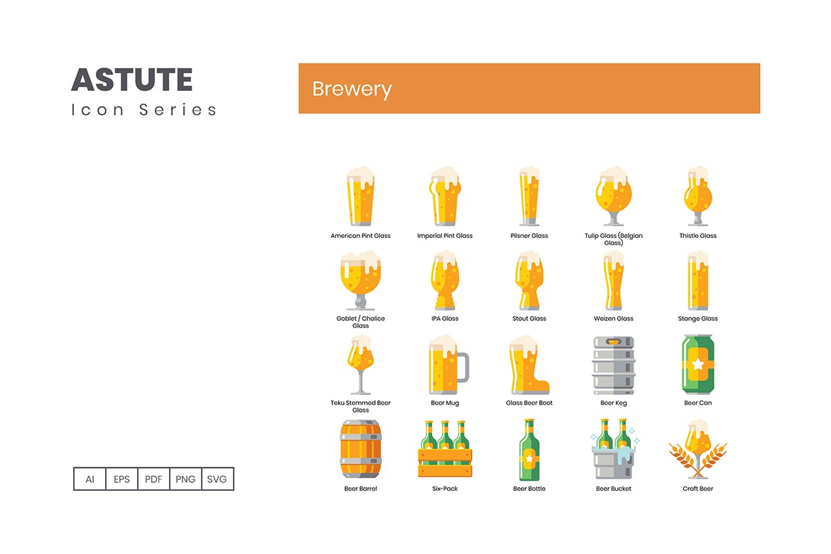Astute系列-70枚啤酒主题矢量第一素材精选图标 Brewery Icons – Astute Series插图(1)