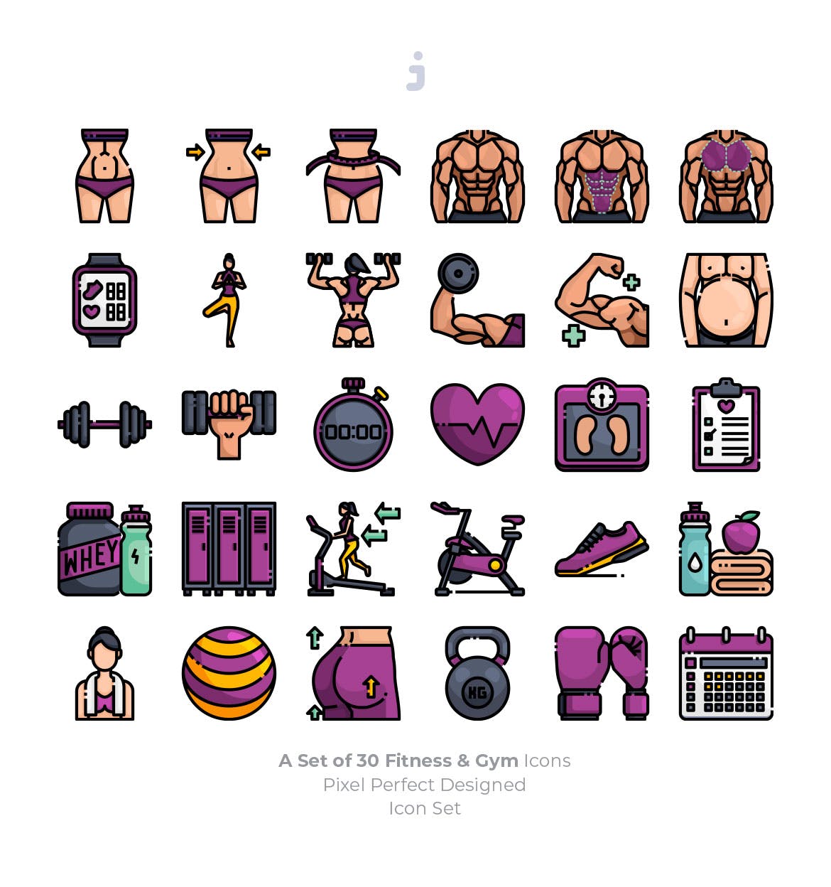 30枚健身运动主题矢量蚂蚁素材精选图标 30 Fitness & Gym Icons插图(1)