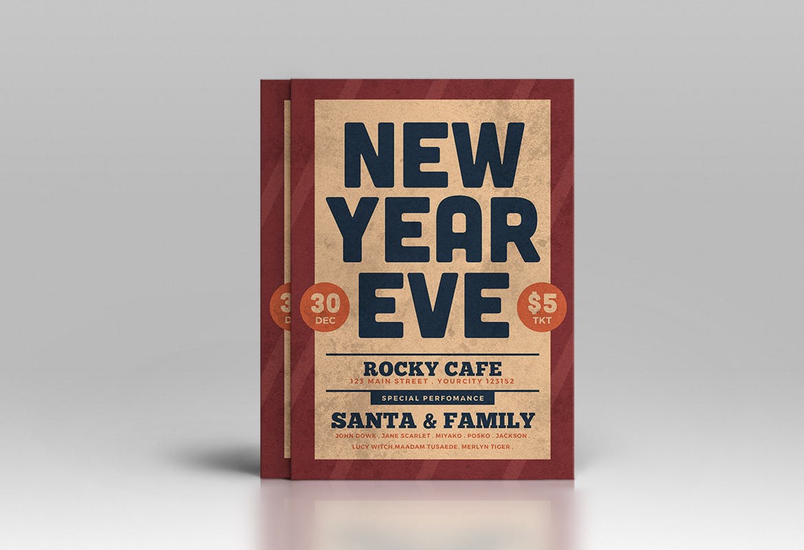 咖啡店新年主题活动海报传单第一素材精选PSD模板 New Year Flyer插图(2)
