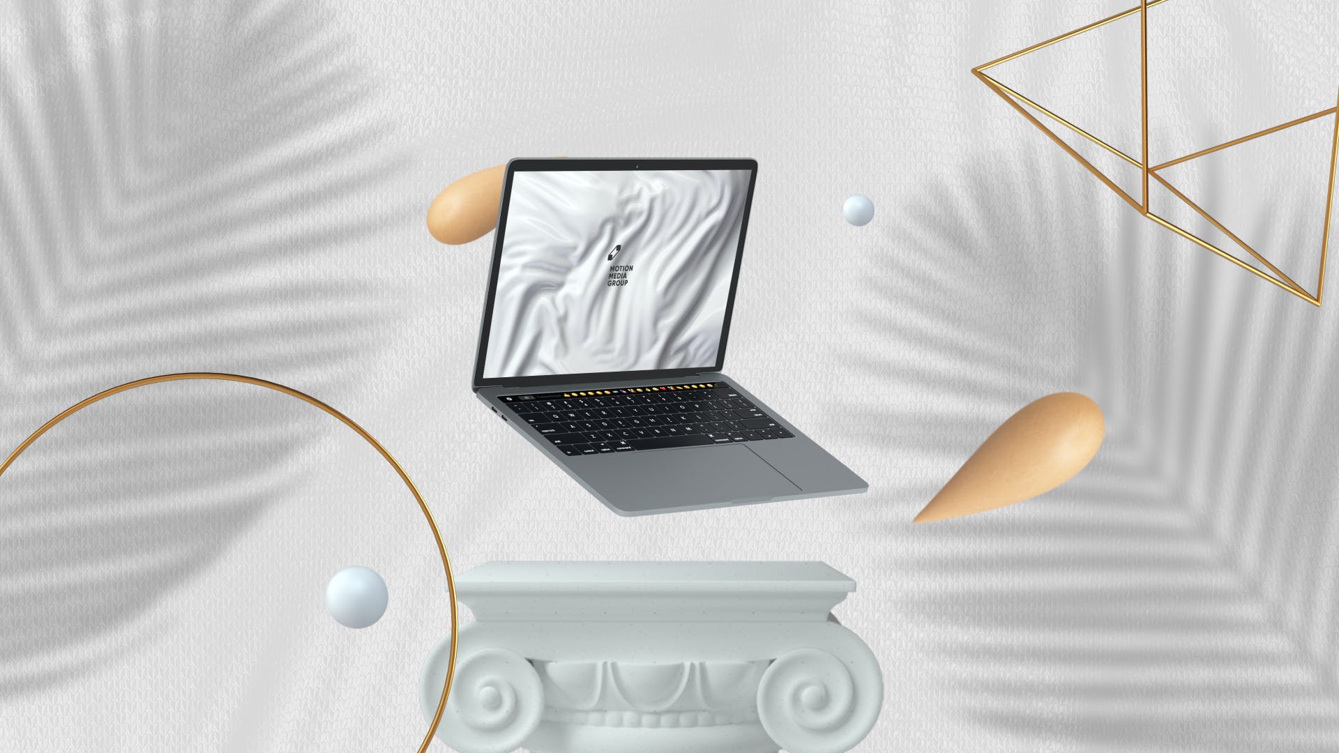 优雅时尚风格3D立体风格笔记本电脑屏幕预览蚂蚁素材精选样机 10 Light Laptop Mockups插图(8)