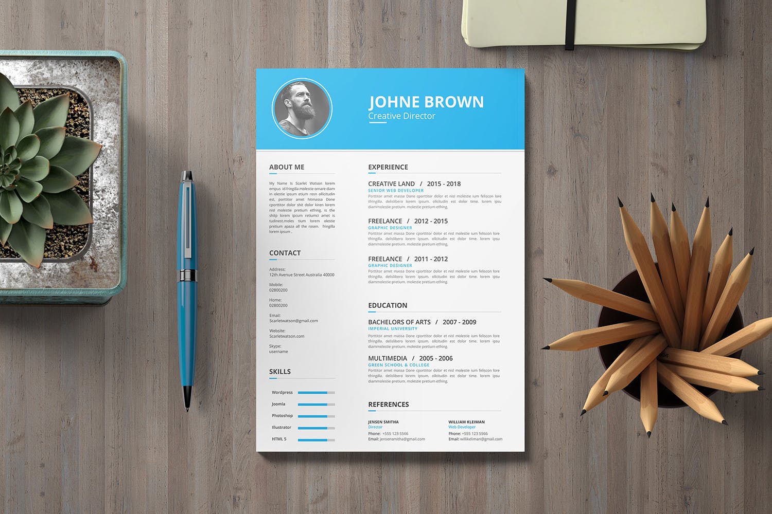 创意总监工作履历表设计模板 CV Resume插图