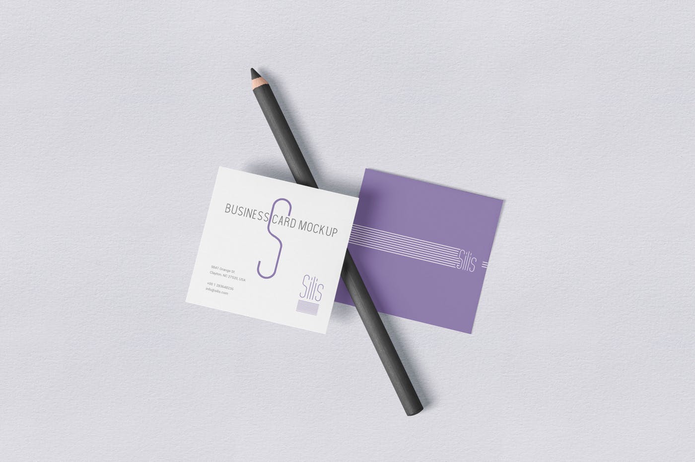 方形名片叠放阴影效果样机蚂蚁素材精选模板 Square Shaped Business Card Mockups插图(2)