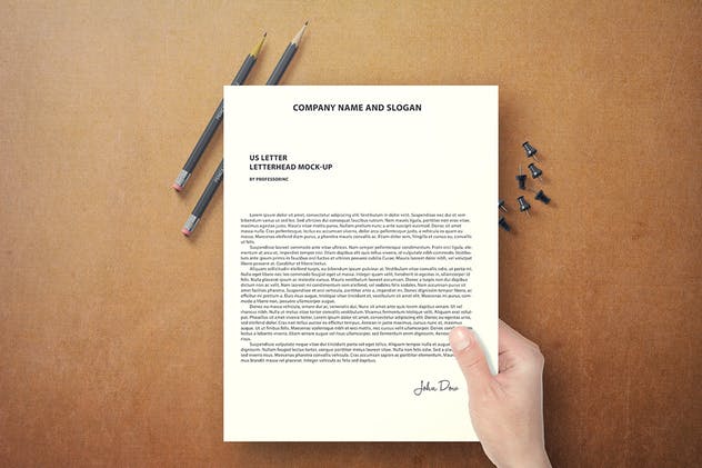 简约风格美式信头信纸版式设计样机蚂蚁素材精选 US Letter Letterhead Mock-Up插图(5)