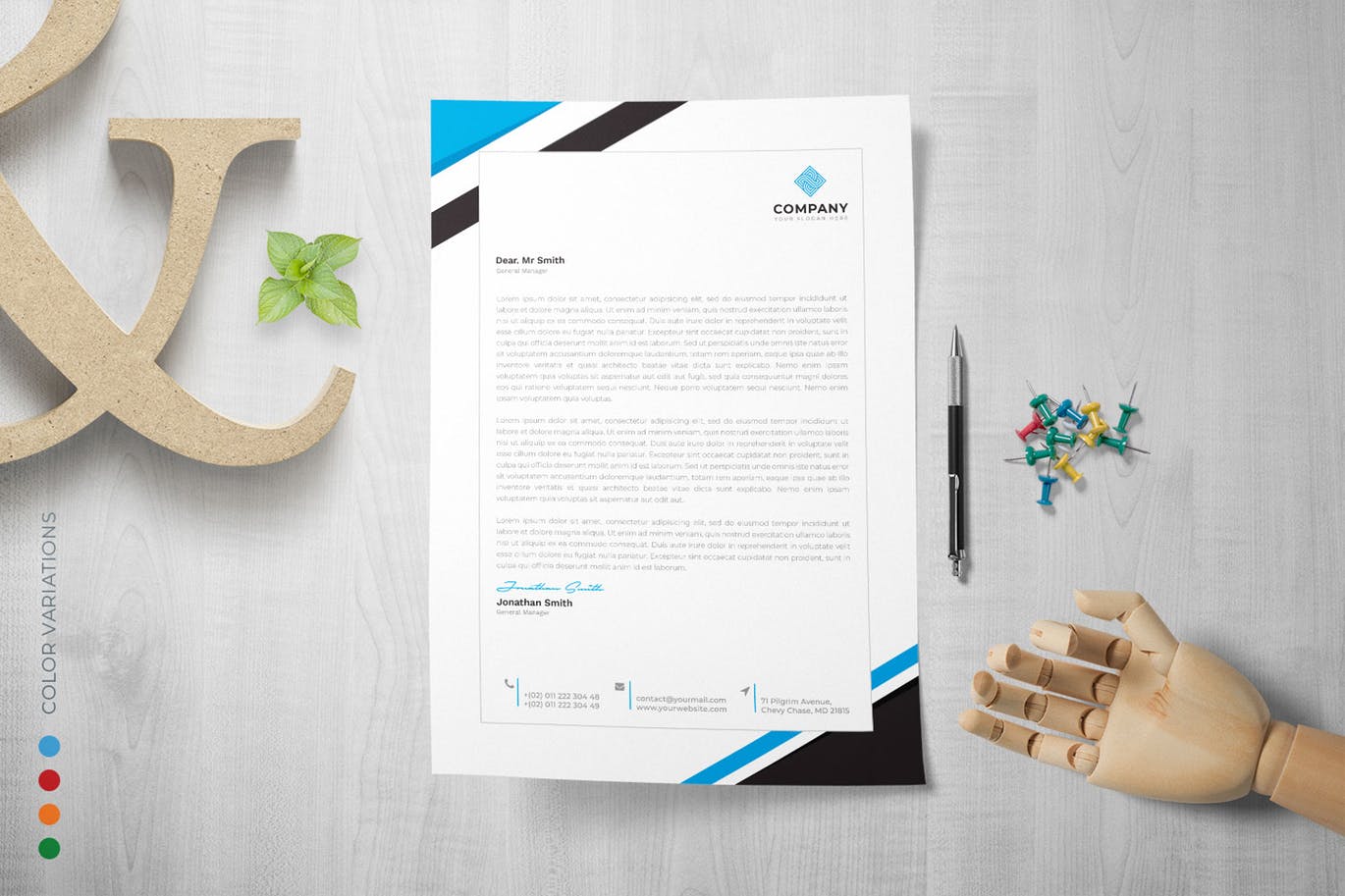 企业标准简约版式设计信纸设计模板 Letterhead插图