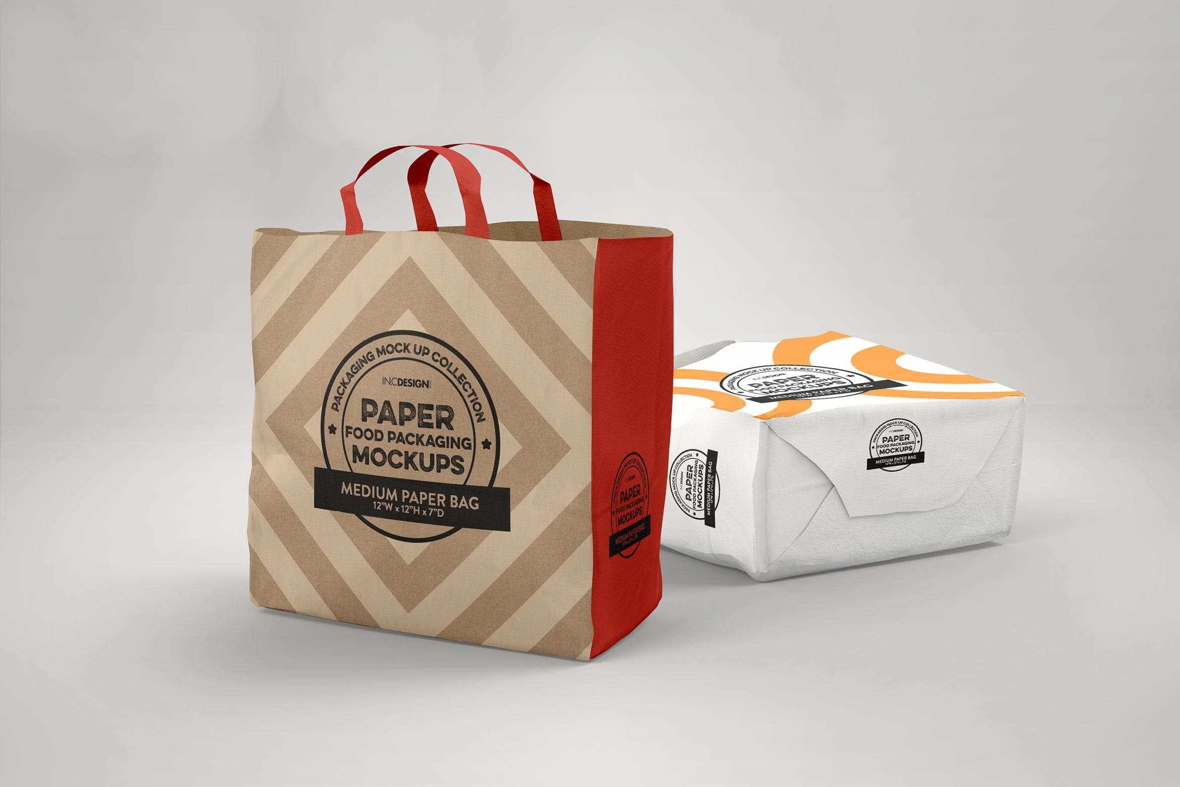 中型纸袋包装设计效果图蚂蚁素材精选 Medium Paper Bags Packaging Mockup插图