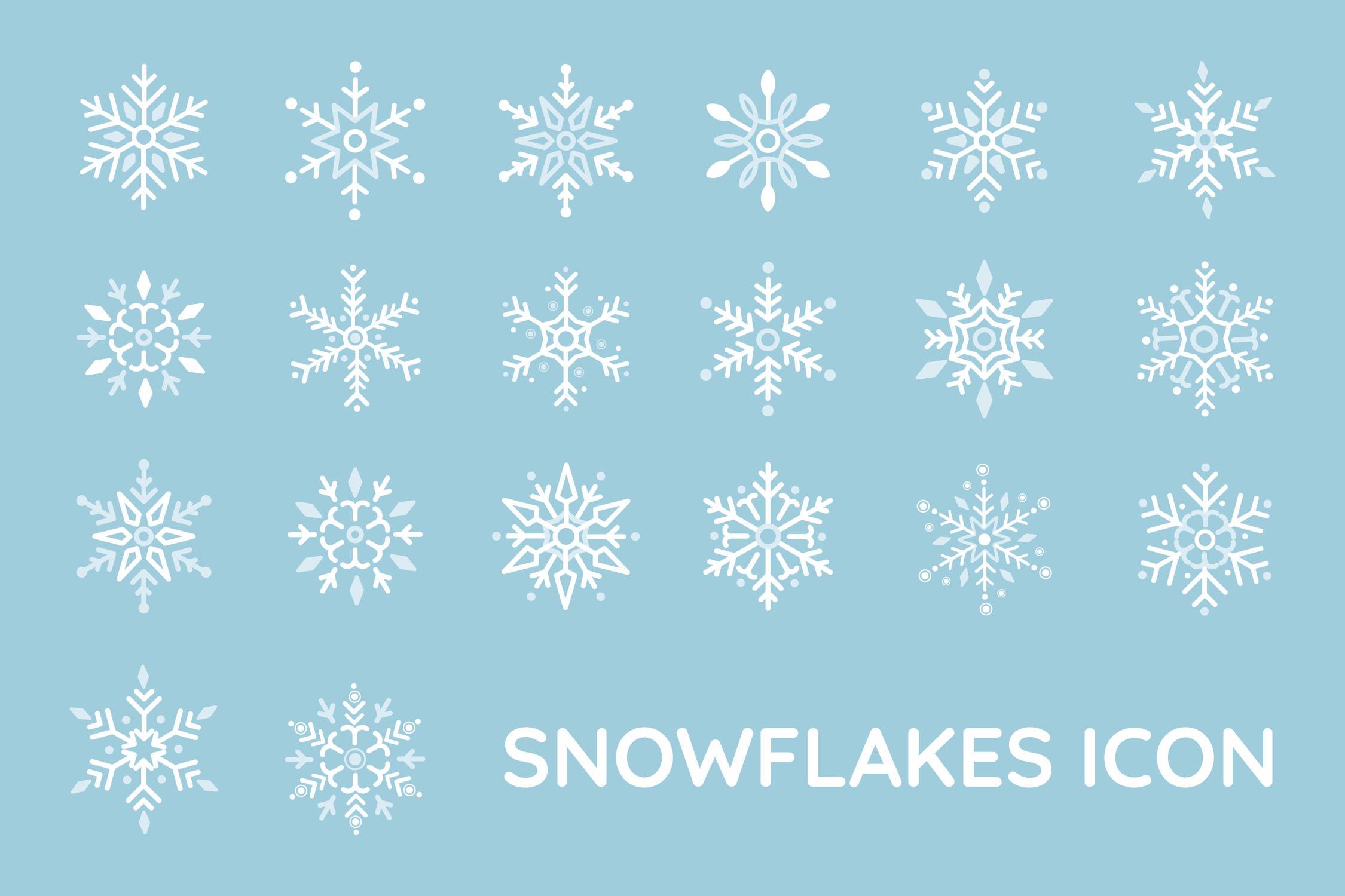 20种雪花图形矢量第一素材精选图标 Snowflakes Icon插图