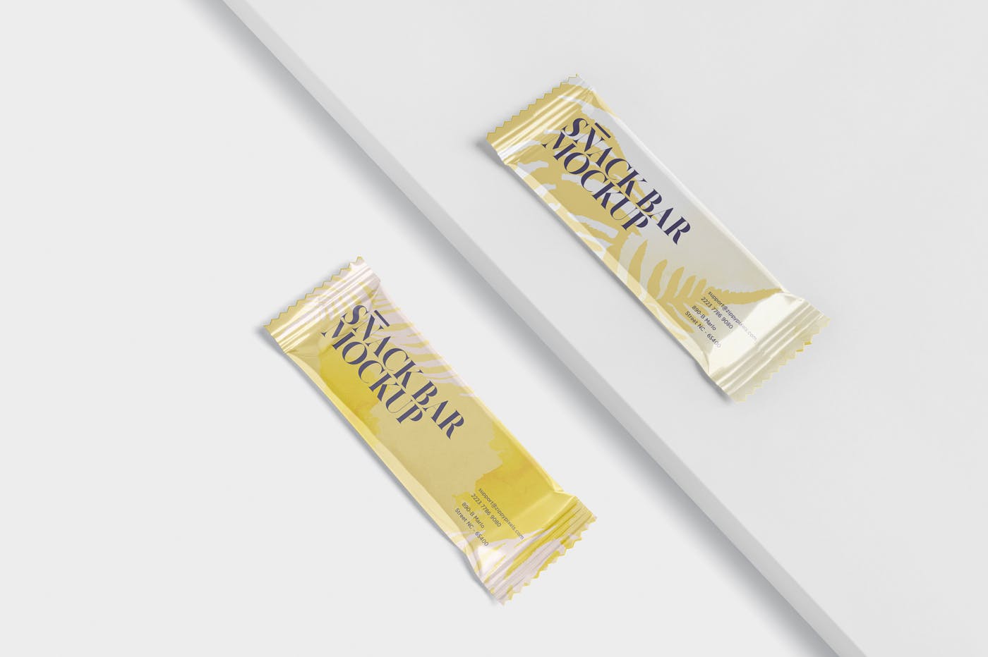 零食糖果包装袋设计效果图第一素材精选 Snack Bar Mockup – Slim Rectangular插图(4)