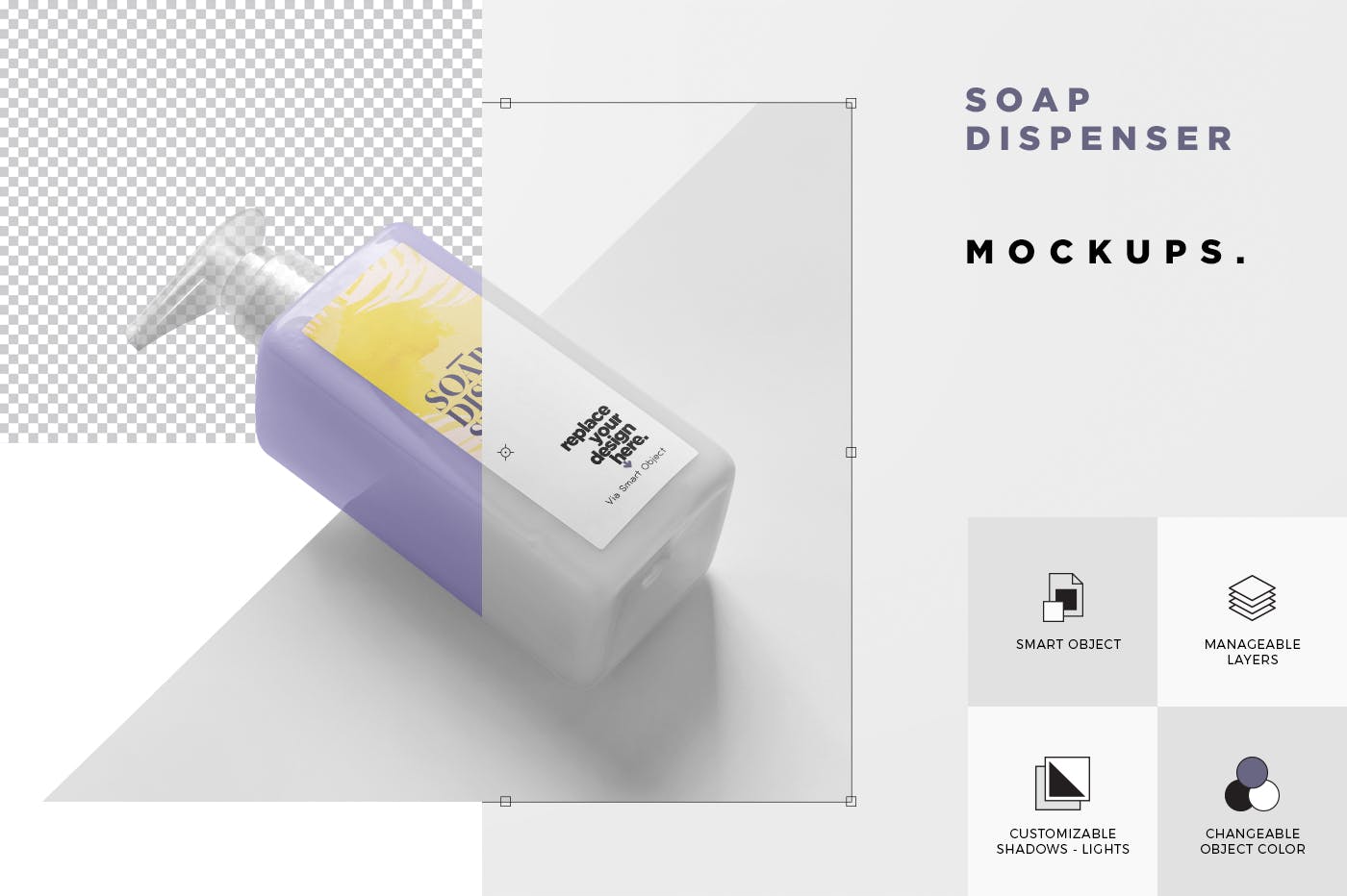 洗发水/沐浴露按压瓶设计效果图蚂蚁素材精选 Soap Dispenser Mockup Rectangle – Medium Size插图(5)