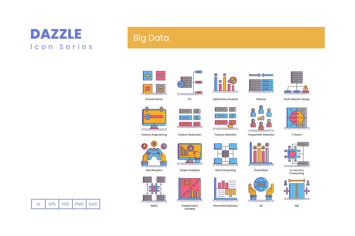 110枚大数据主题矢量第一素材精选图标 Big Data Icons插图(2)