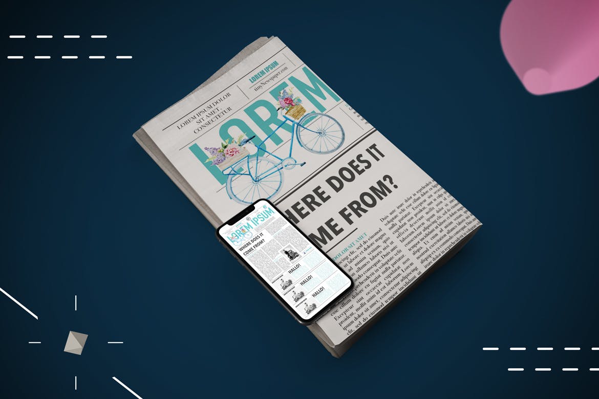 抽象设计风格报纸资讯类APP应用UI设计效果图第一素材精选样机 Abstract Newspaper App MockUp插图(3)