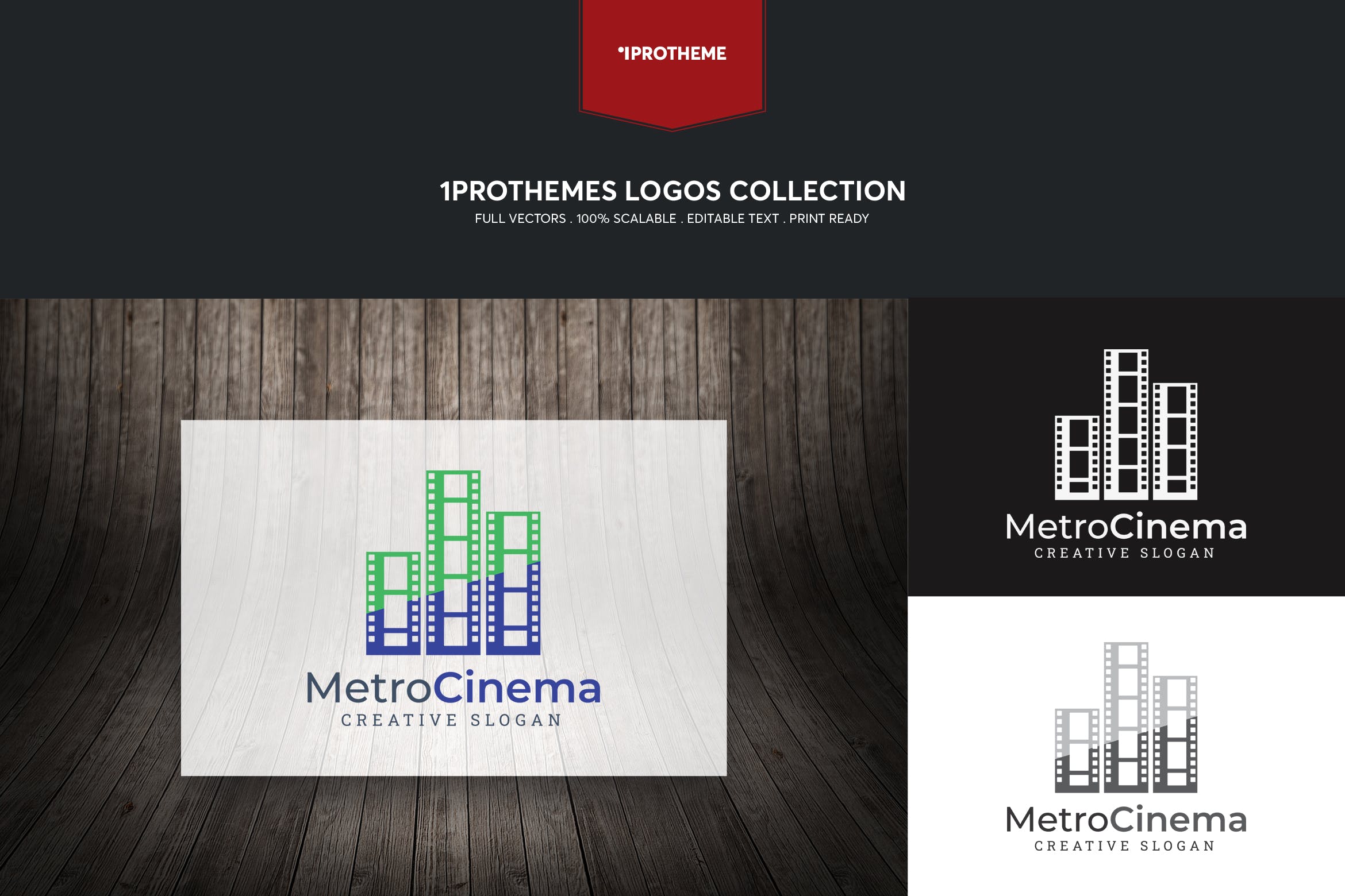 电影公司/影院品牌Logo设计蚂蚁素材精选模板 Metro Cinema Logo Template插图