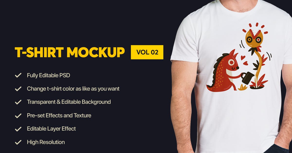 男士T恤印花图案设计效果图样机蚂蚁素材精选v02 T-shirt Mockup Vol 02插图