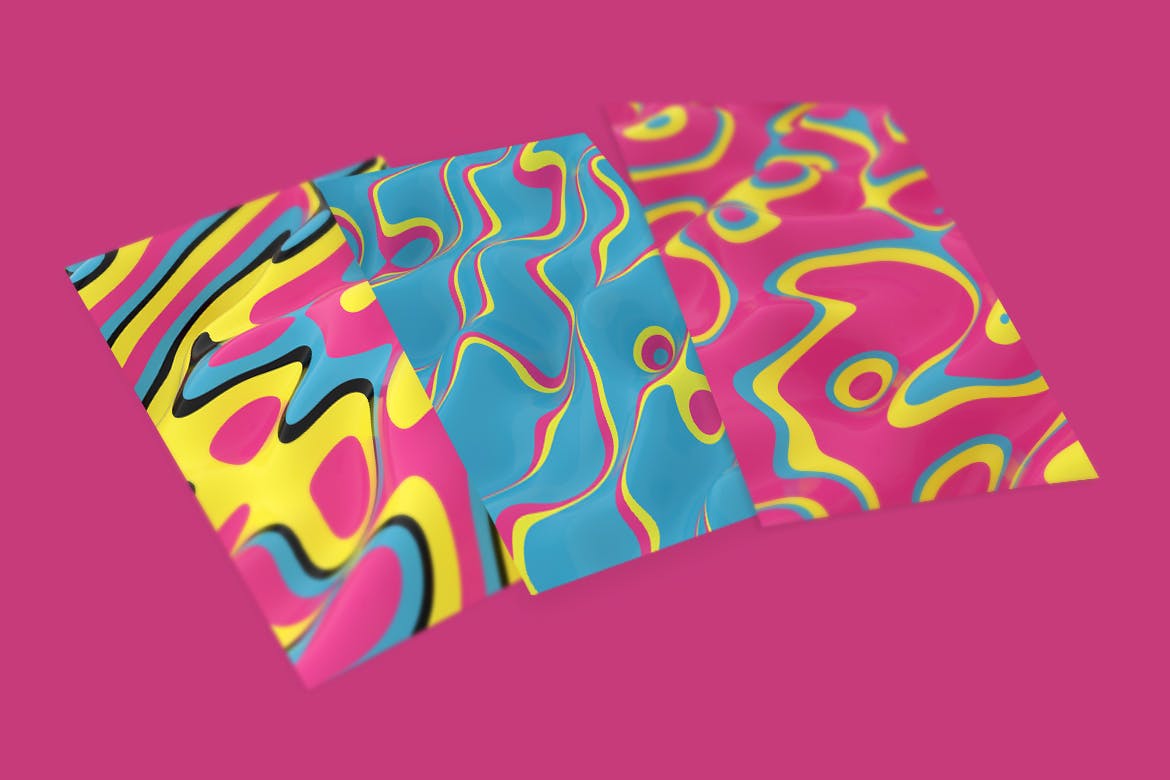 复古配色风格抽象3D波纹背景图素材 Abstract  3D Wavy Lines Background – Retro Color插图1