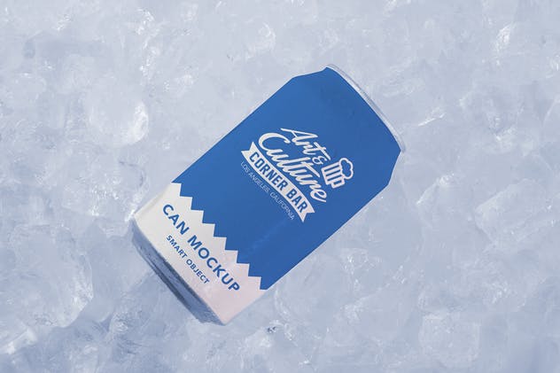 冰块背景碳酸饮料易拉罐外观设计图第一素材精选 Ice Can Mock Up插图(2)