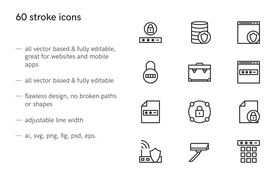 60枚安全主题矢量第一素材精选图标素材 Security Icons (60 Icons)插图(1)