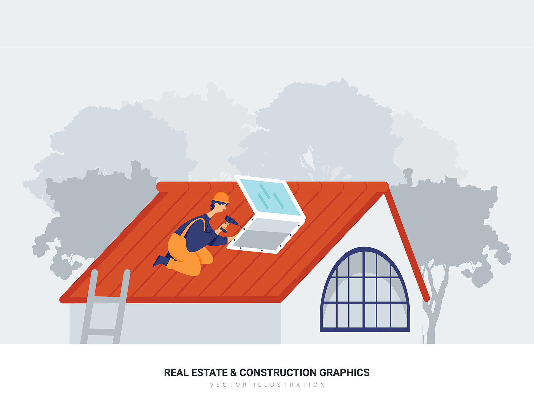 蚂蚁素材下午茶：房地产与建筑矢量场景插画插图(1)