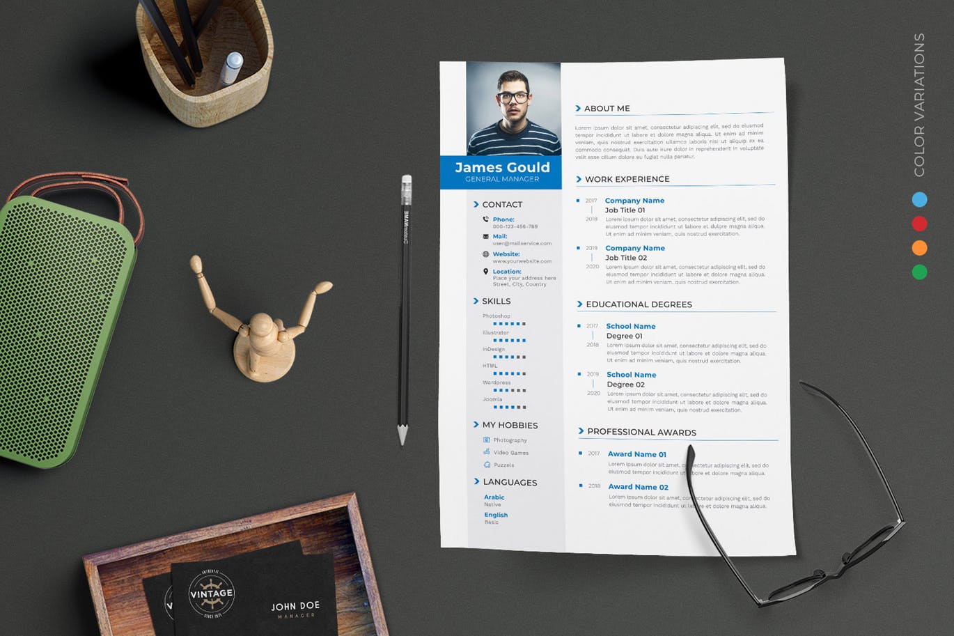 两列式大头贴电子蚂蚁素材精选简历模板 CV Resume插图