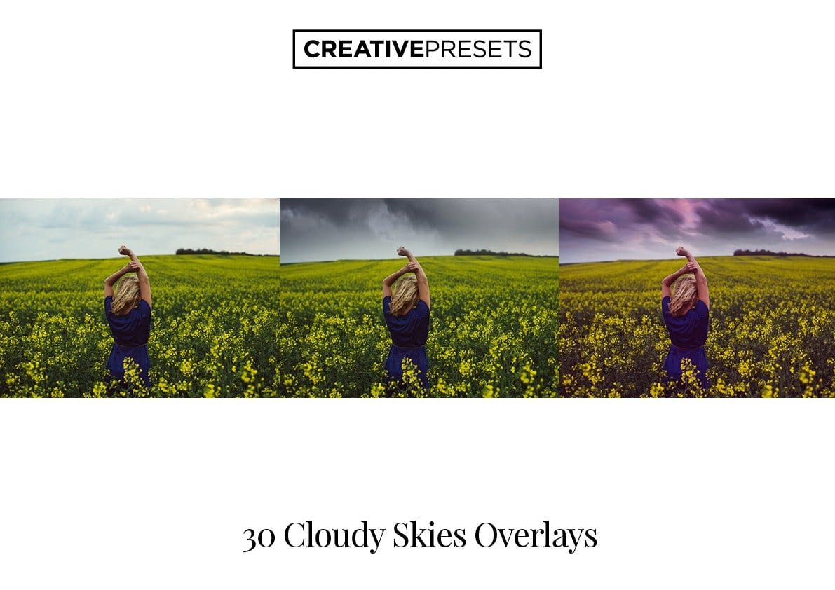 30种风格多云天空叠层背景PNG素材 Cloudy Sky Overlays插图4