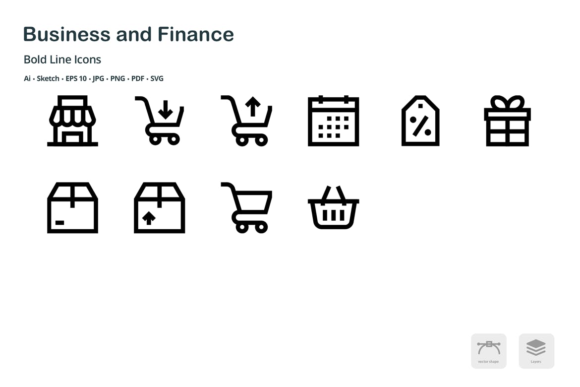 商业&金融主题粗线条风格矢量第一素材精选图标 Business and Finance Mini Bold Line Icons插图(4)