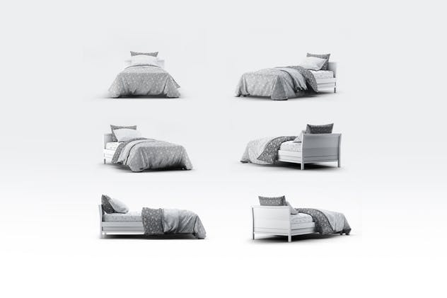床上用品四件套印花图案设计展示样机蚂蚁素材精选模板 Single Bedding Mock-Up插图(1)
