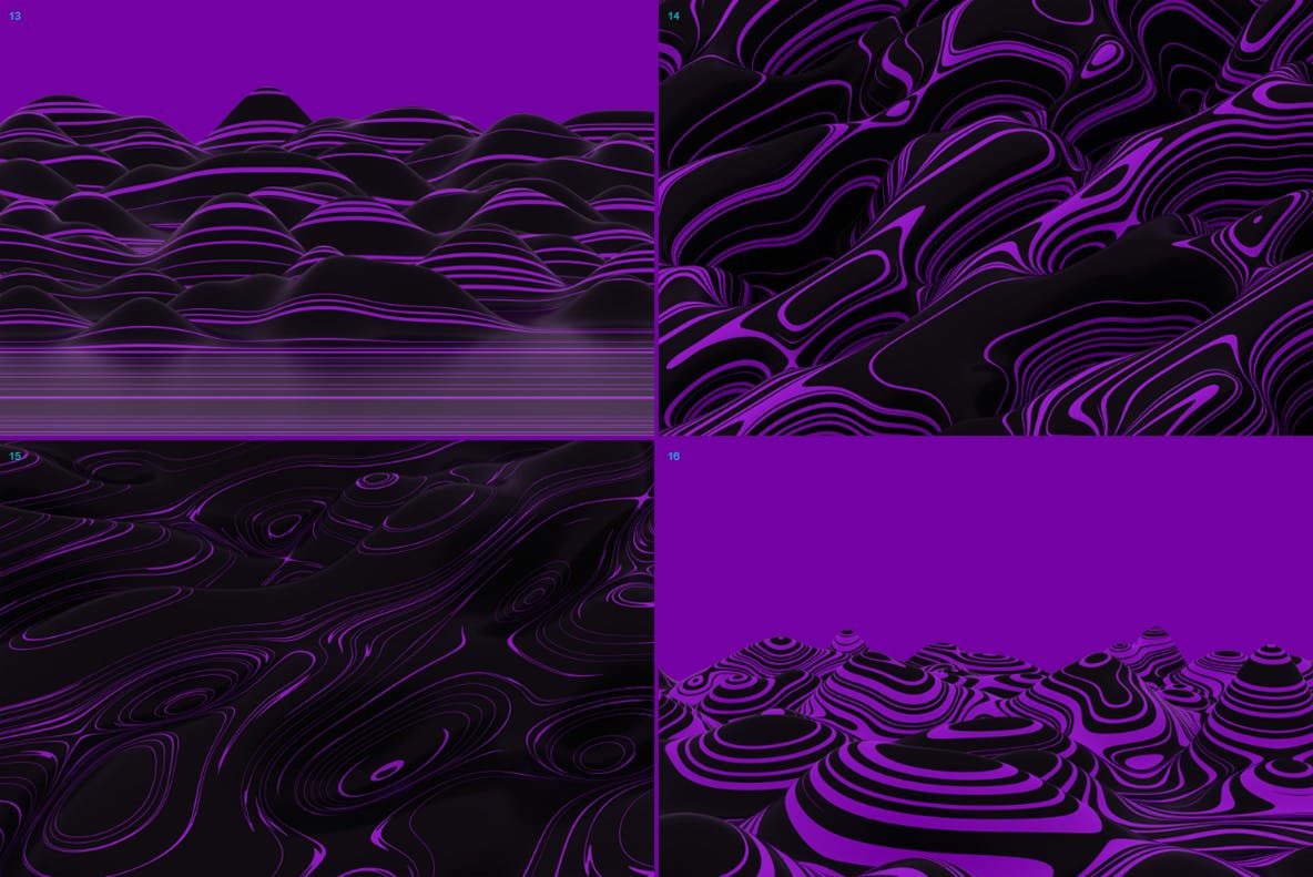 16种三维抽象波浪线高清背景图素材 3D Abstract Wavy Lines Backgrounds插图9
