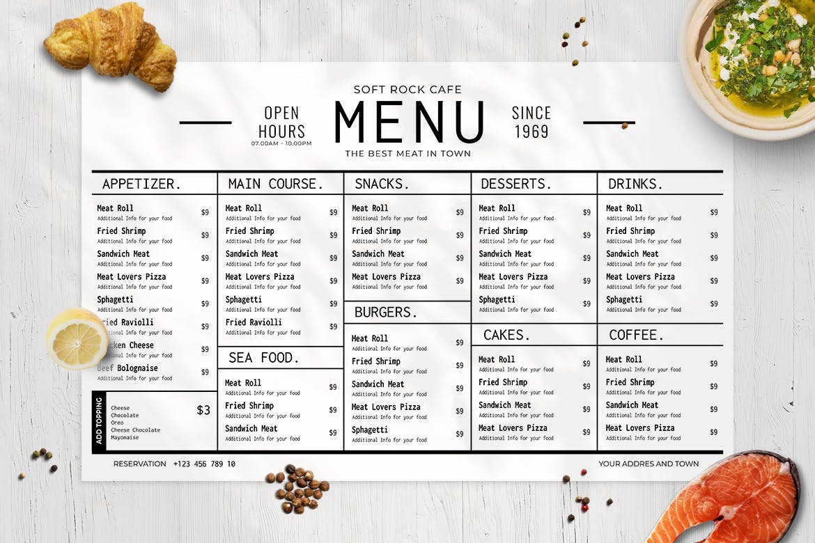 西式咖啡店/面包店/蛋糕店大洋岛精选菜单模板v1 Resto Food Menu Vol. 1插图