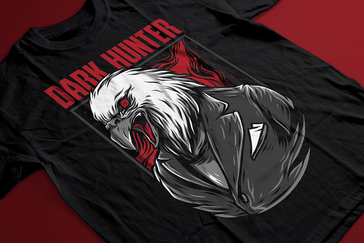 黑暗猎鹰潮牌T恤印花图案第一素材精选设计素材 Dark Hunter插图(1)