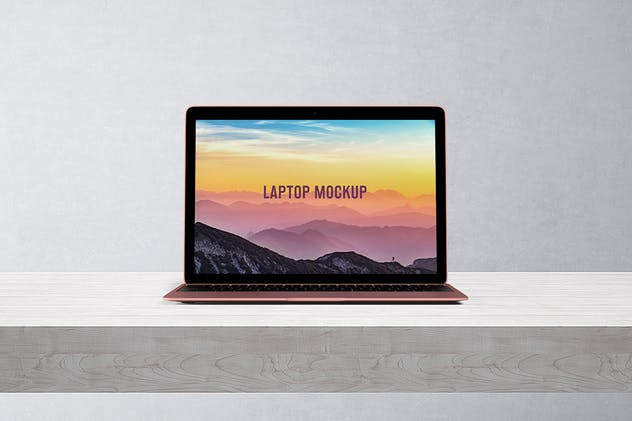 玫瑰金笔记本电脑屏幕预览蚂蚁素材精选样机模板 14×9 Laptop Screen Mock-Up – Rose Gold插图(5)