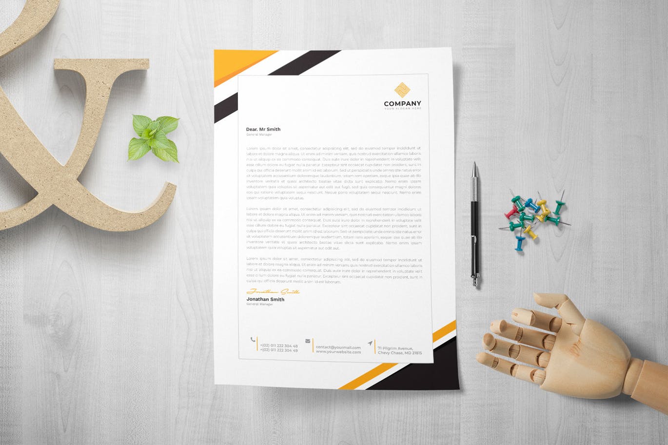 企业标准简约版式设计信纸设计模板 Letterhead插图3