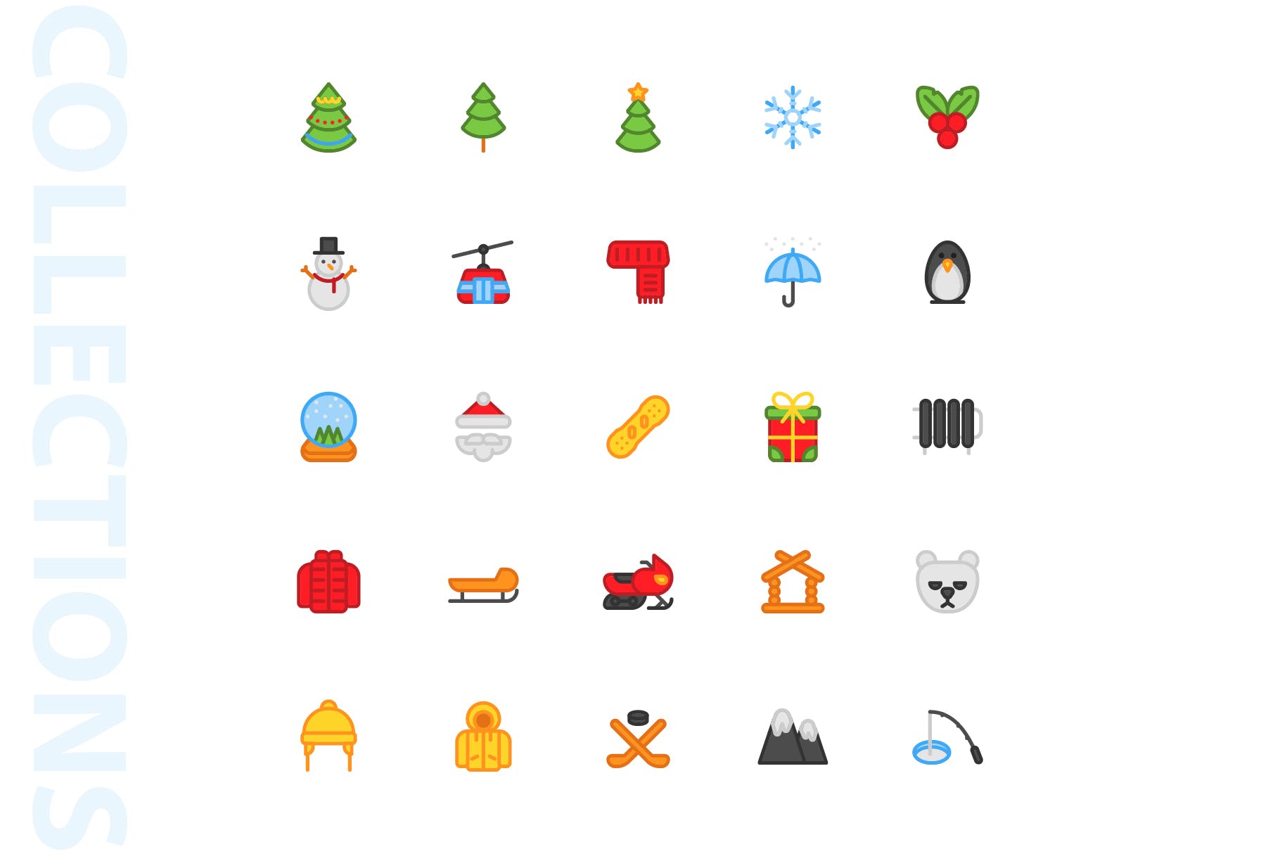 25枚冬天主题矢量填充第一素材精选图标v1 Winter Filled Icons插图(3)