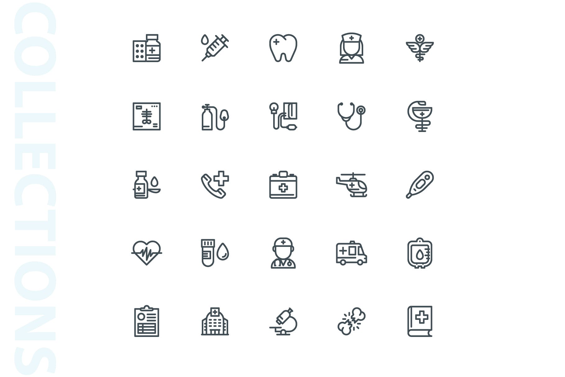 25枚医学药物主题矢量线性第一素材精选图标 Medical Lineart Icons插图(3)