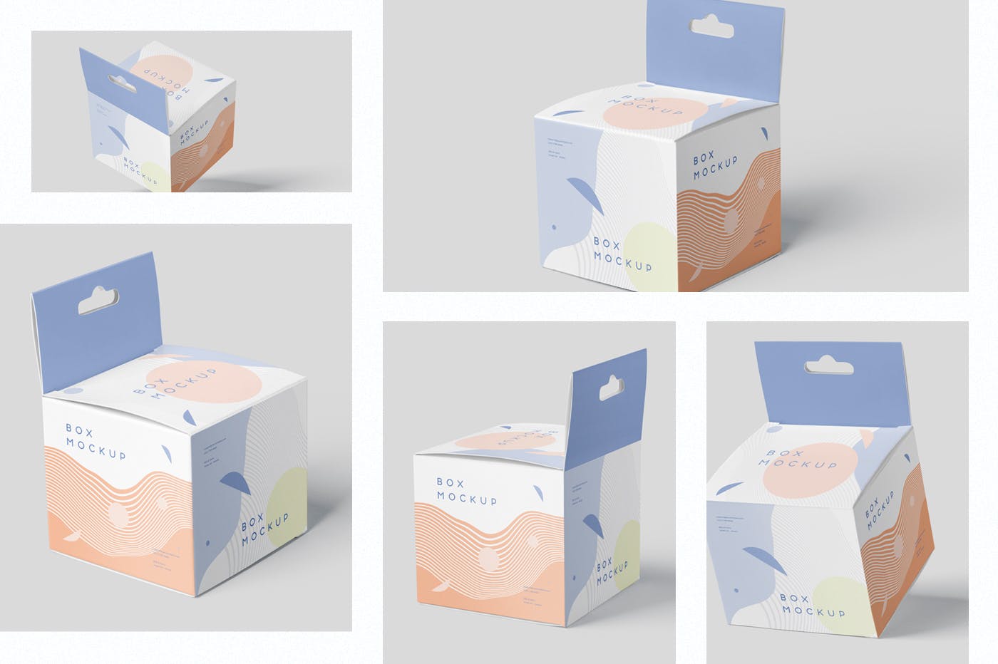 挂耳式迷你方形包装盒蚂蚁素材精选模板 Box Mockup Set – Mini Square with Hanger插图(1)
