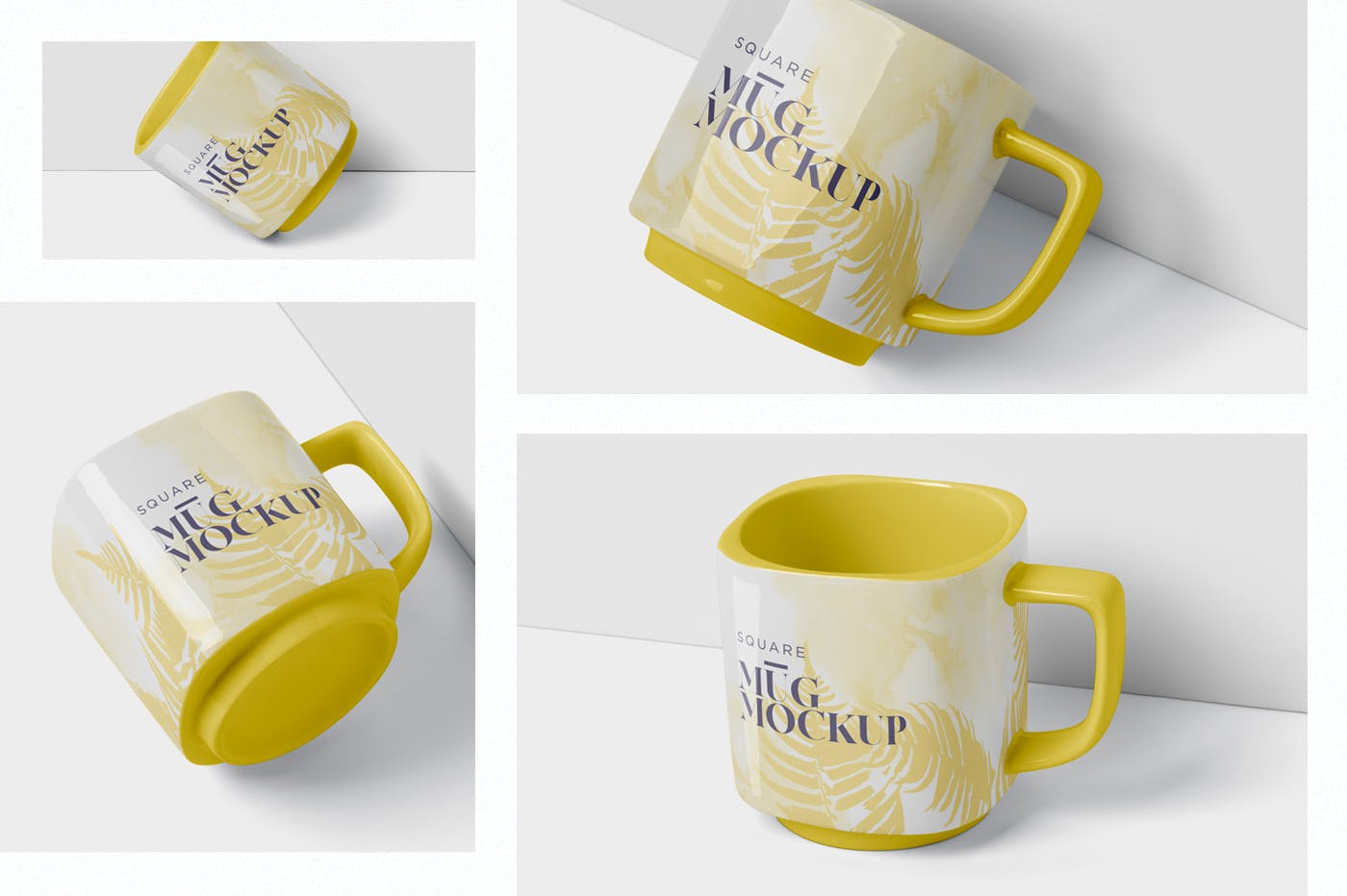 方形马克杯图案设计第一素材精选模板 Mug Mockup – Square Shaped插图(1)